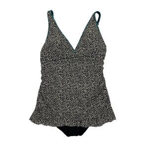 La Blanca Swimsuit Womens 14 Black One Piece Padded Resort Beach Swimwear